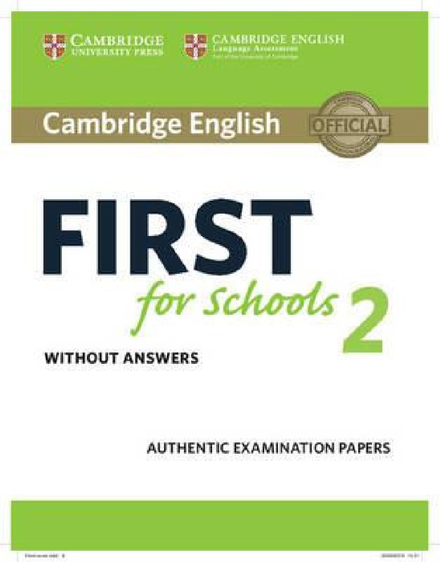 CAMBRIDGE ENGLISH FIRST FOR SCHOOLS 2 WO/A N/E