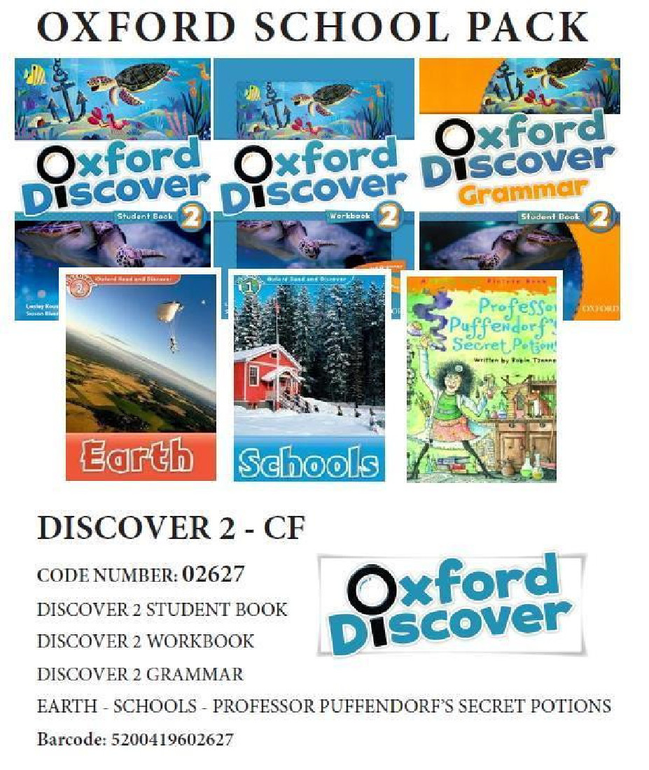OXFORD DISCOVER 2 PACK CF (SB + WB + 3 READER: EARTH/ SCHOOLS/ DR. PUFFENDORFS SECRET POTIONS) - 02627