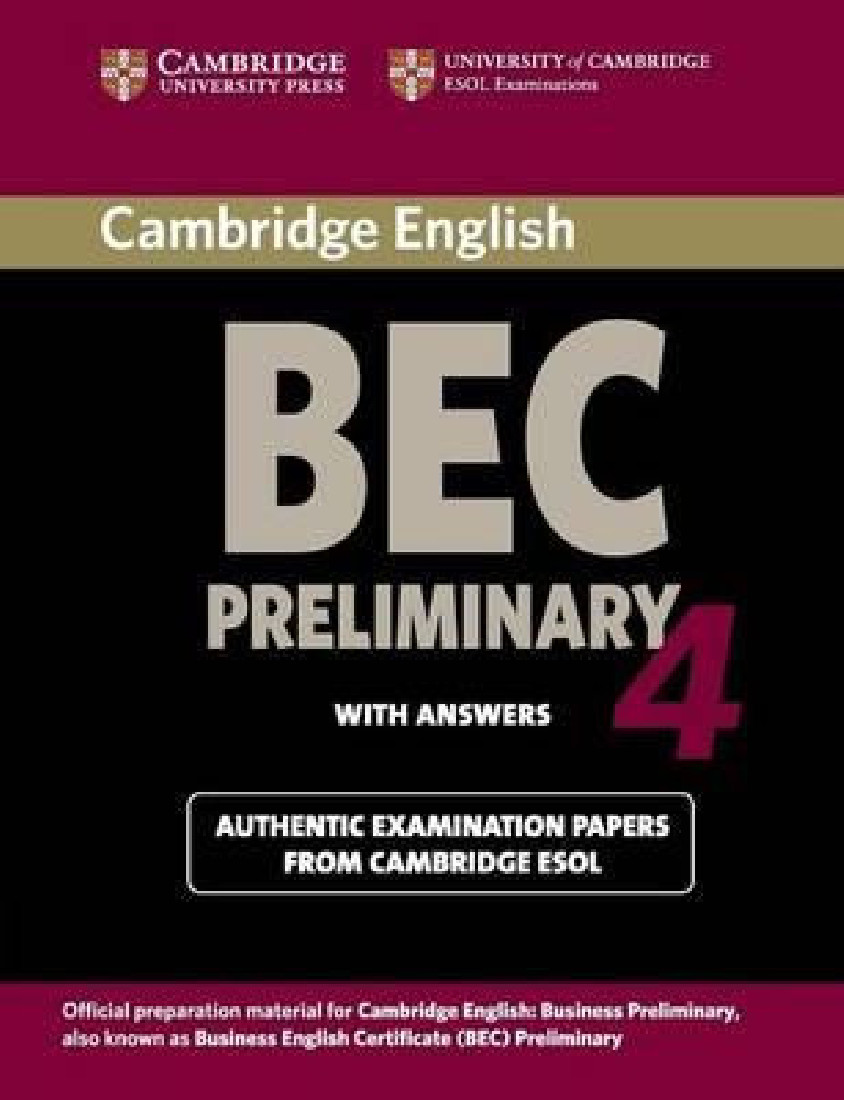 CAMBRIDGE BEC PRELIMINARY 4 SB W/A
