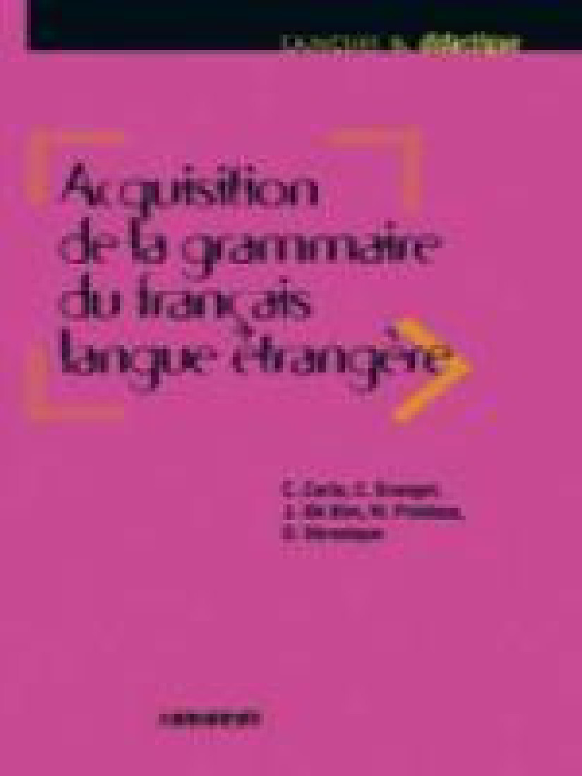 ACQUISITION DE LA GRAMMAIRE DU FRANCAIS LANGUE ETRANGERE
