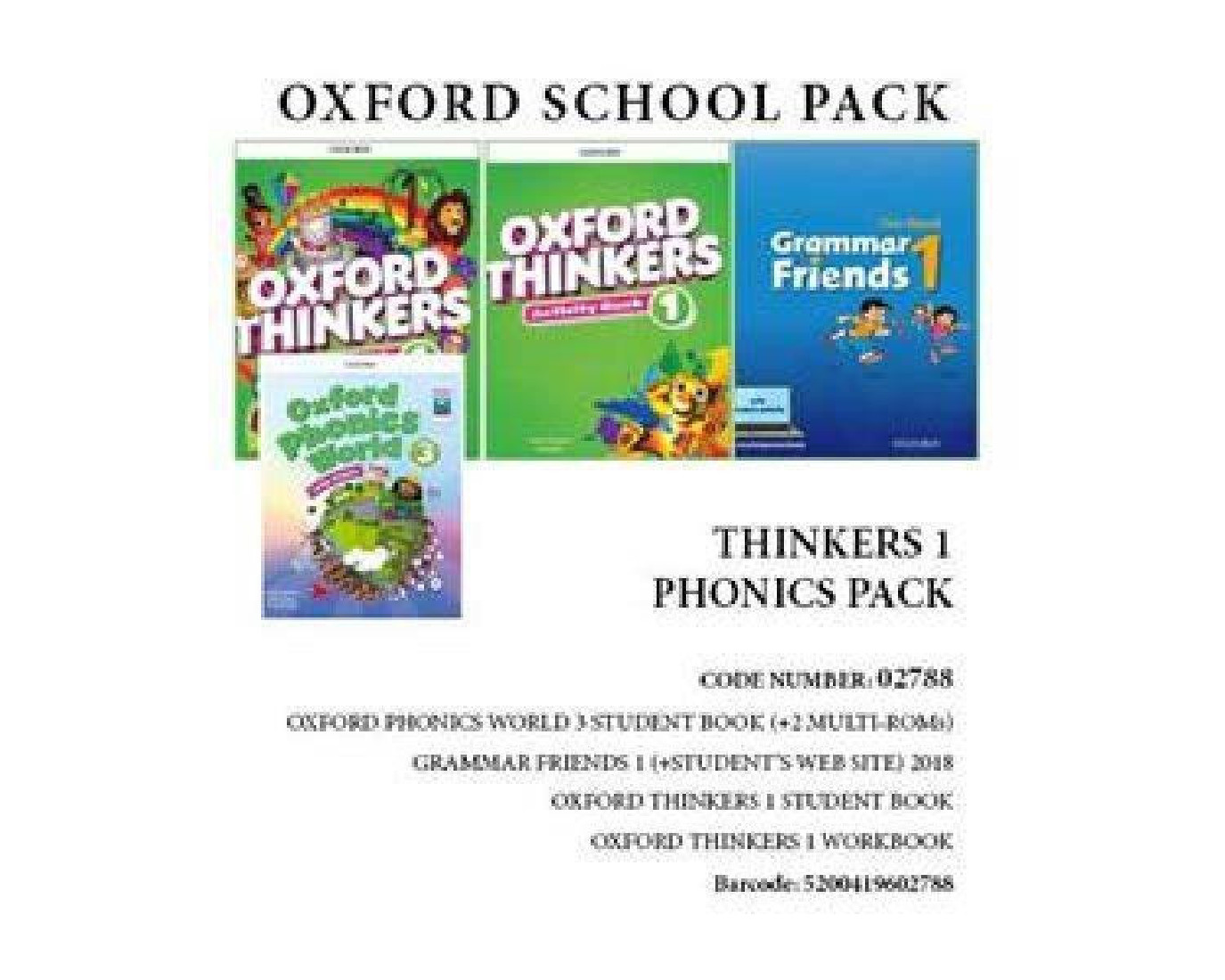 OXFORD THINKERS 1 PHONICS PACK (SB + WB + GRAMMAR FRIENDS 1 + OXFORD PHONICS WORLD 3) - 02788
