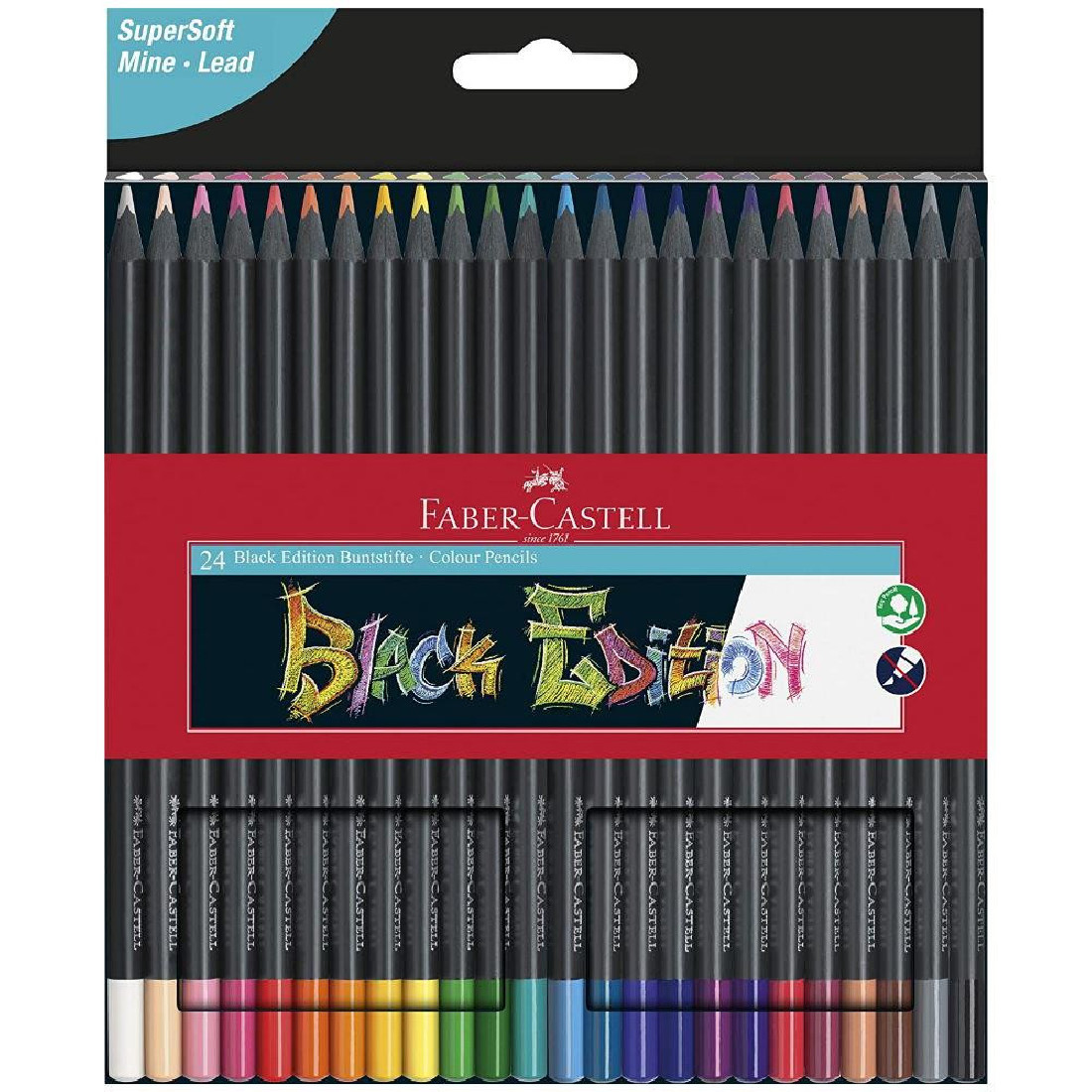 Faber Castell Black Edition colour pencils, cardboard box of 24 116424