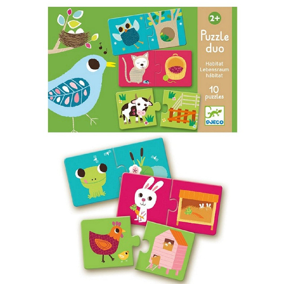 Puzzle Duo Ζωάκια Στη Φωλίτσα Τους 08164 Djeco