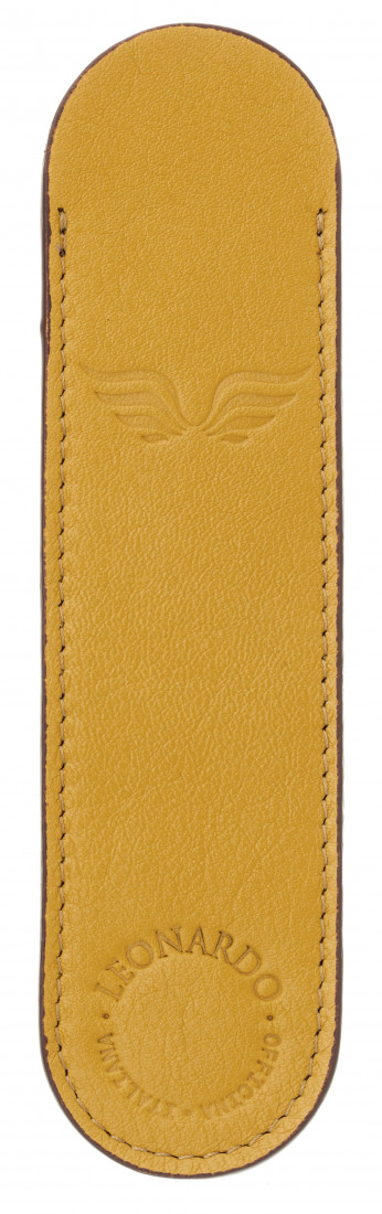 Leonardo Officina Italiana leather pen case yellow for 1 pen