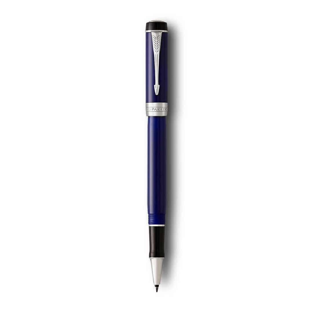 Parker Duofold International Fountain Pen, Classic Blue with Palladium Trim, Solid Gold Nib, Black Ink and Converter