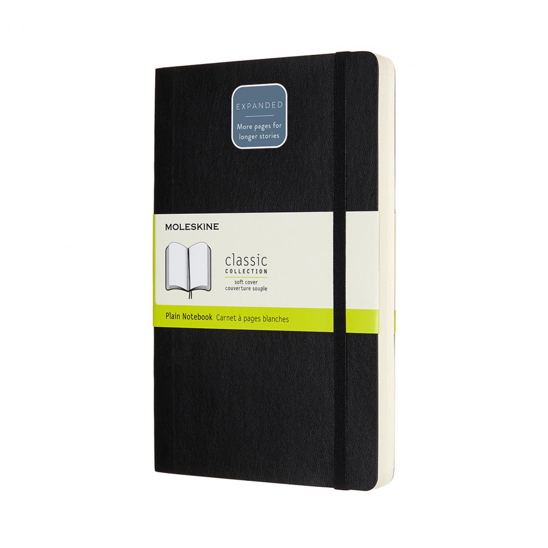 Notebook Large 13x21 Plain Expanded Version Black Soft Cover Moleskine