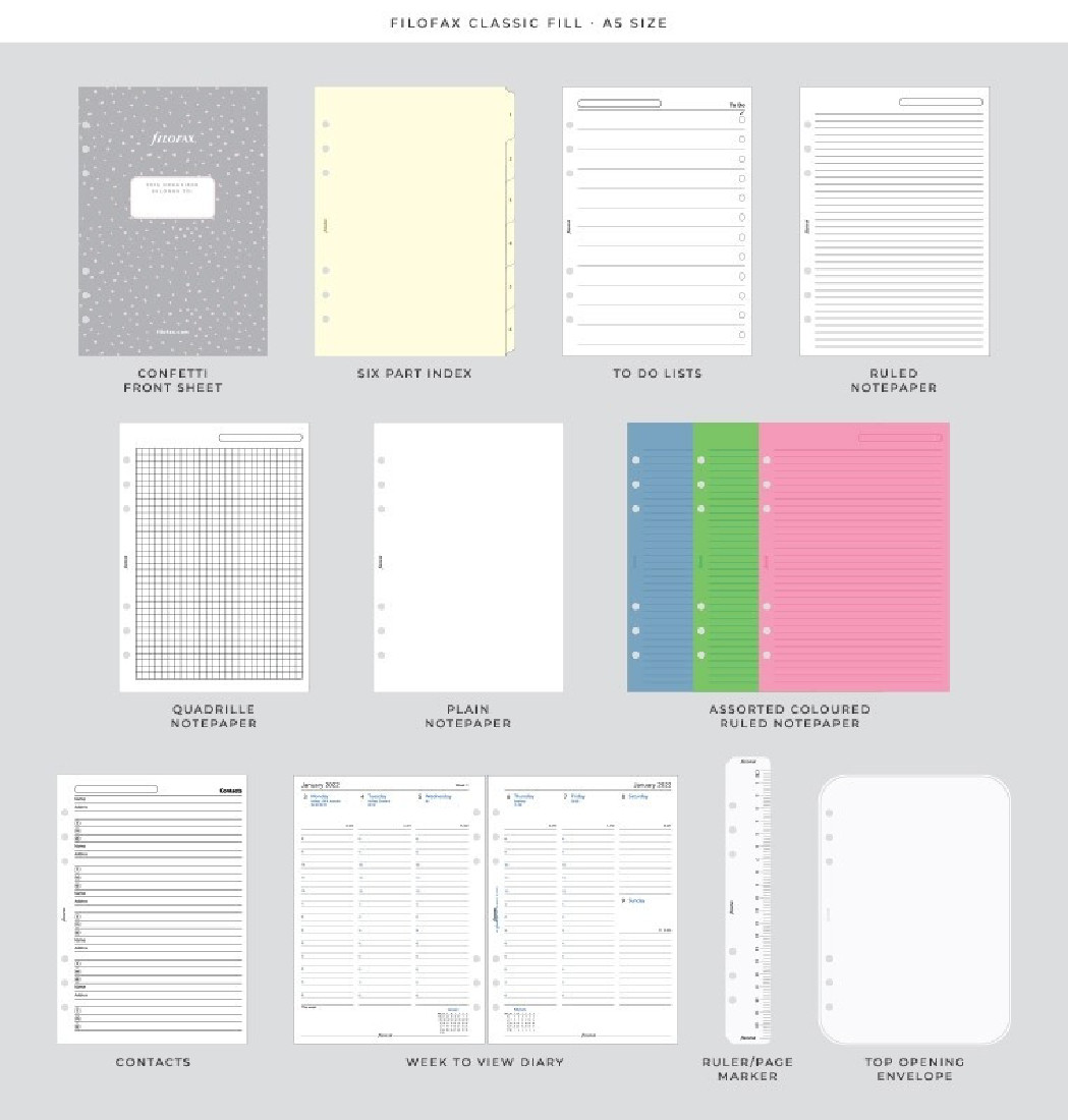 Filofax Organiser A5 Confetti Charcoal 028743