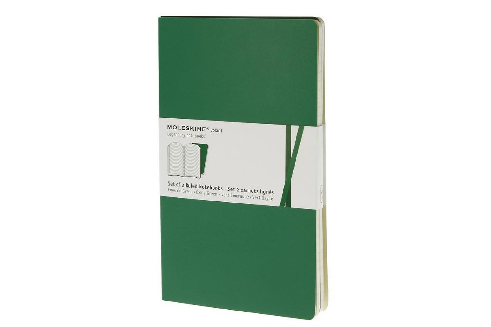 Set of 2 Ruled Journals Green Soft Cover Large 13x21 Moleskine