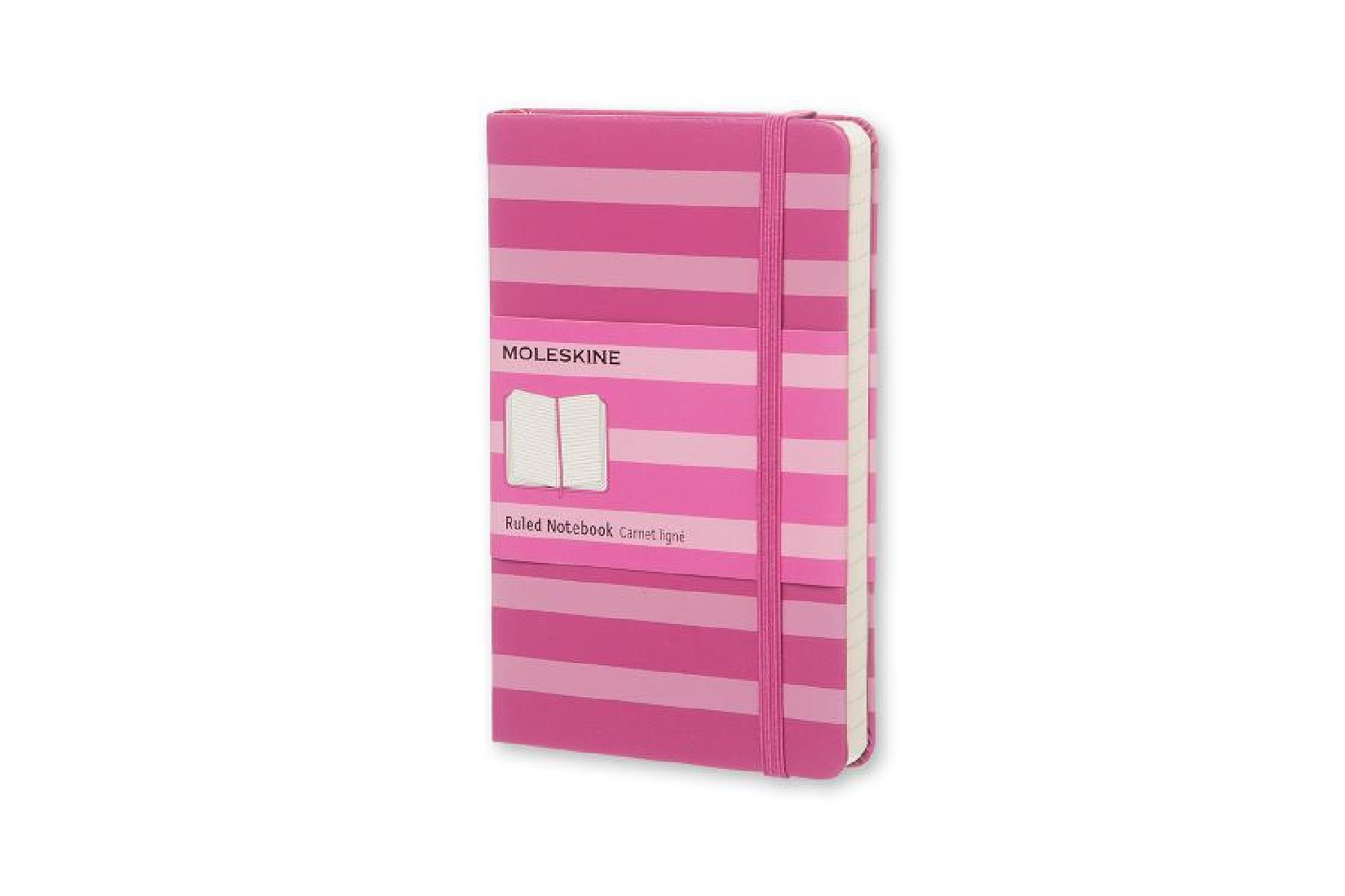 Notebook Decorated Pink Stripes Pocket 9x14 Ruled Moleskine
