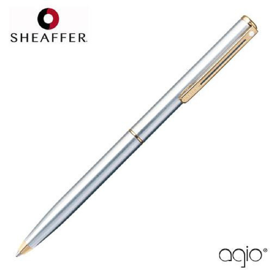 Sheaffer Agio Brushed Chrome Plate Finish 453-2 with 22K Gold Plate Trim Ballpoint Pen