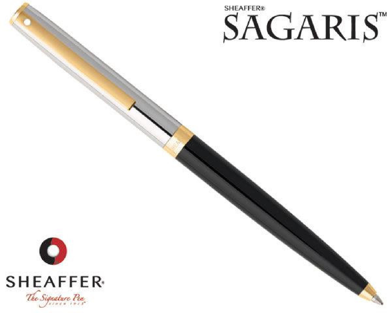 Sheaffer Sagaris gloss black barrel , bright chrome cap, GT Ball Pen 9475-2