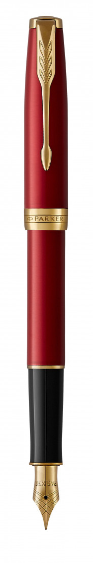 Parker Sonnet Fountain Pen Red Lacquer - Gold Trim Steel Nib