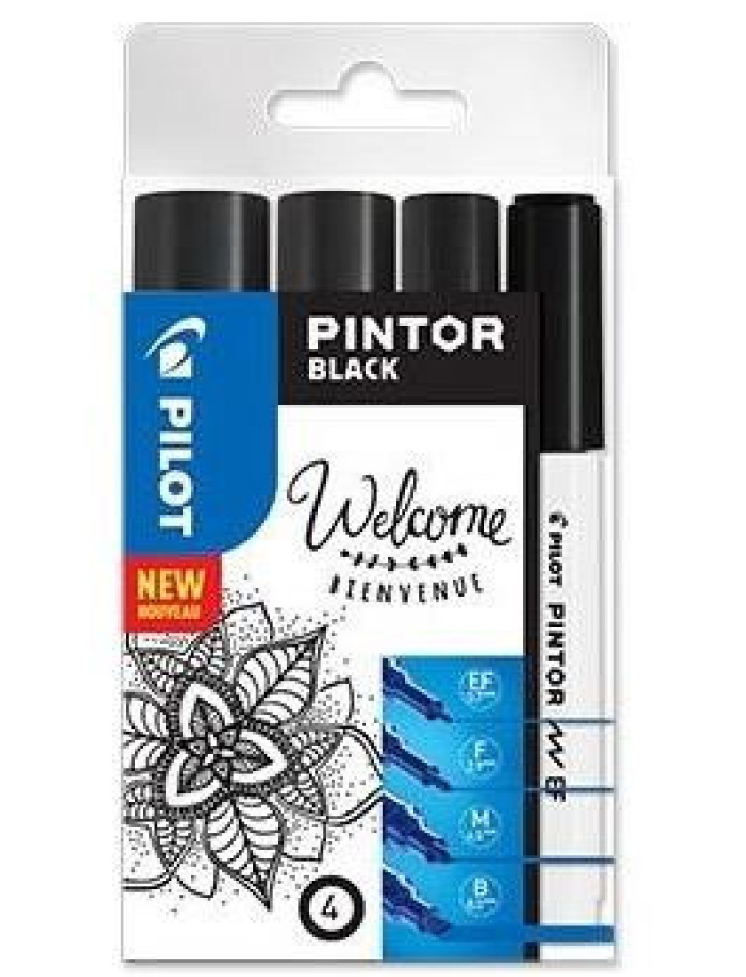 Paint Markers Pintor Black 4 pcs EF/F/M/B  Pilot