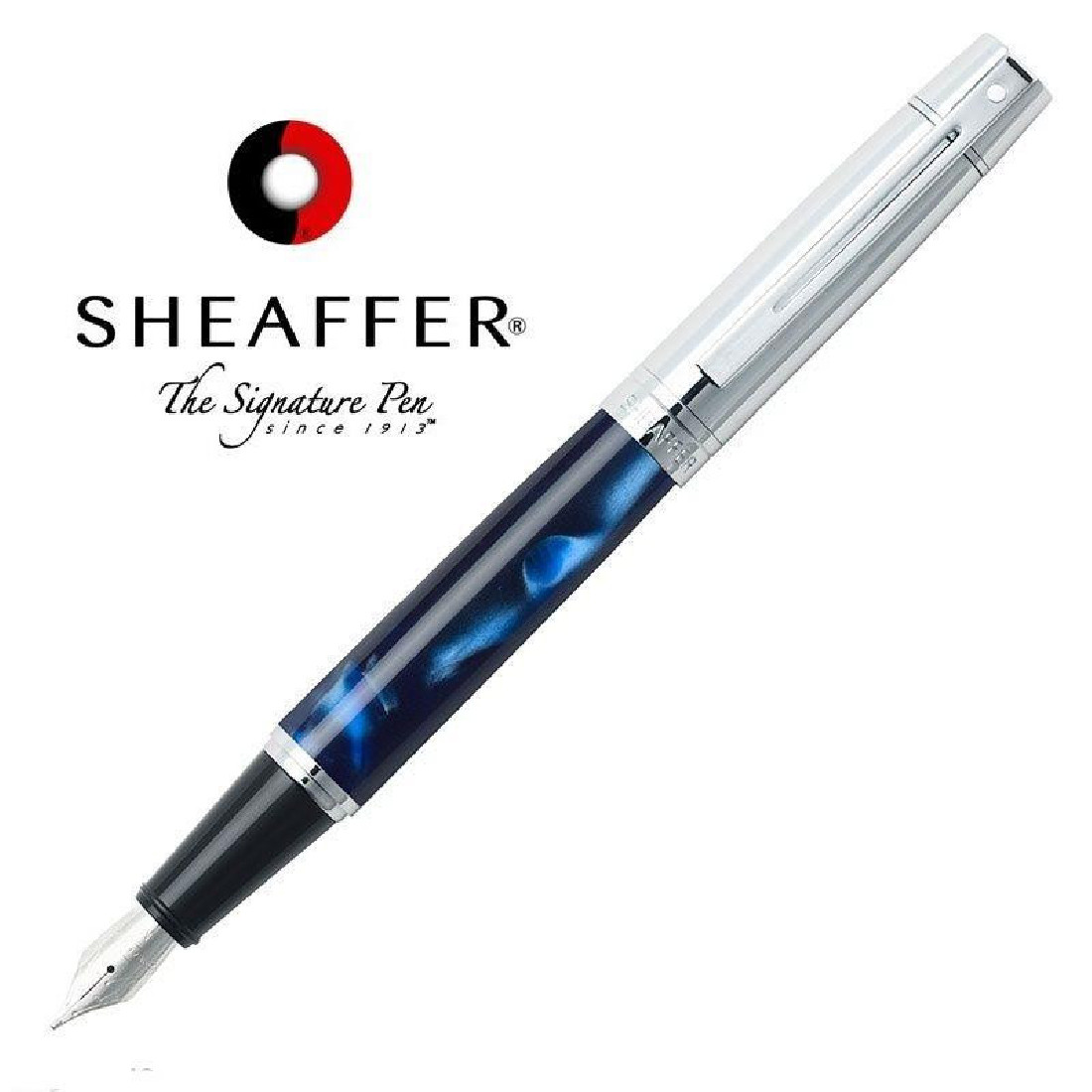 Sheaffer 300 Iridescent Blue & Silver cap with Chrome Trim Fountain Pen (9316-0)