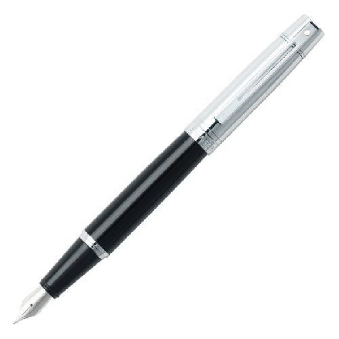 Sheaffer 300 Black & Silver cap with Chrome Trim Fountain Pen (9314-0)