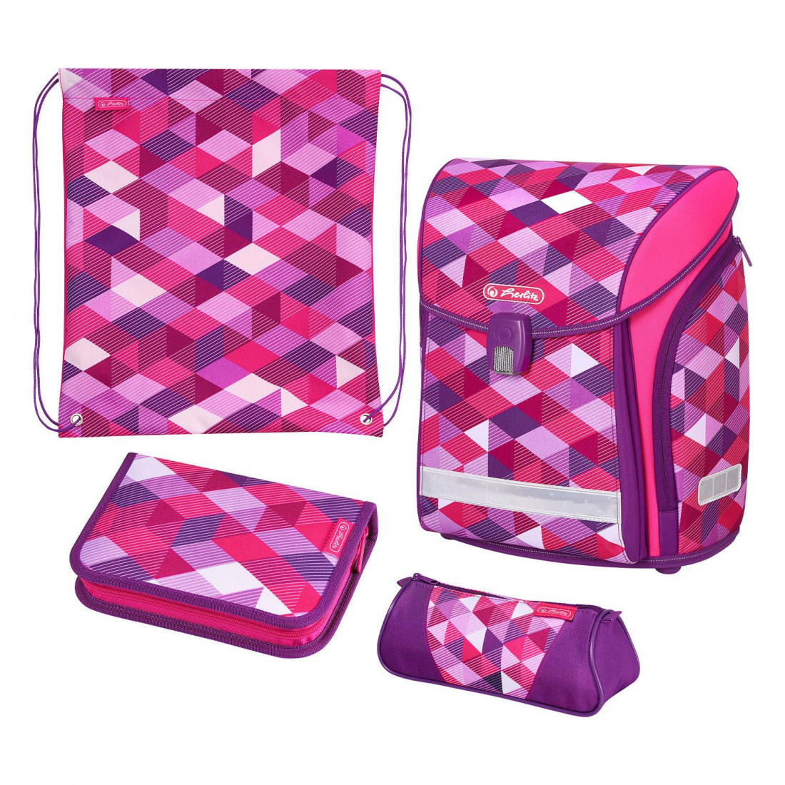 Σχολική τσάντα Midi Plus Pink Cubes 50022083  Herlitz