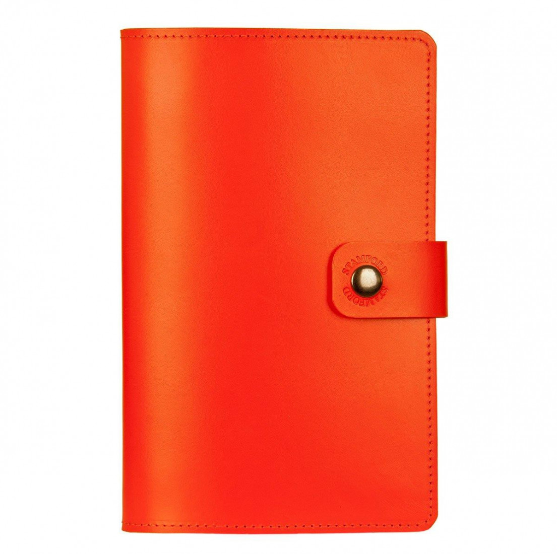 The Burghley Refillable Leather Journal Bright Orange medium 15x23 Stamford