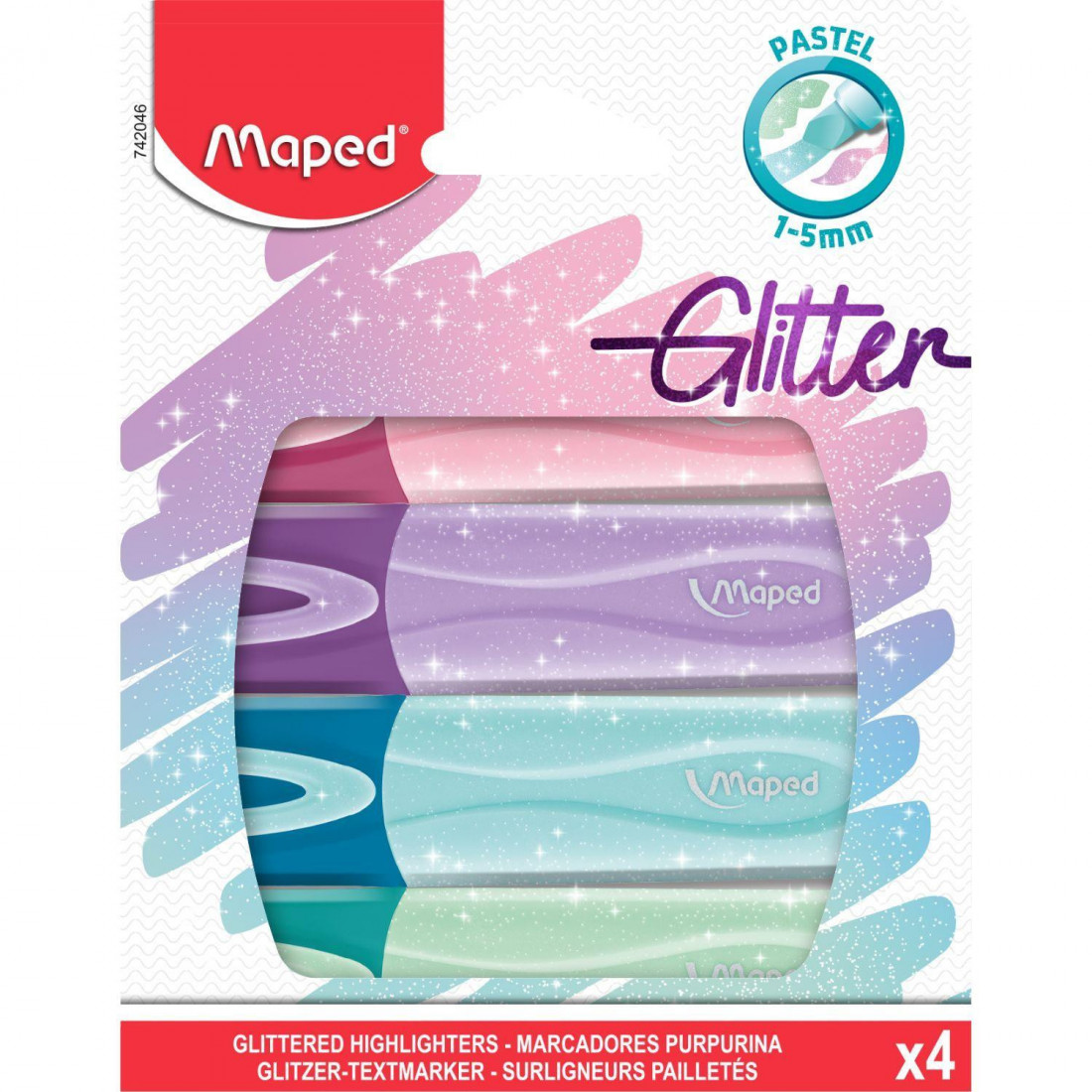 Μαρκαδόροι Υπογράμμισης με Glitter 4 xρωμάτων 742046 Maped