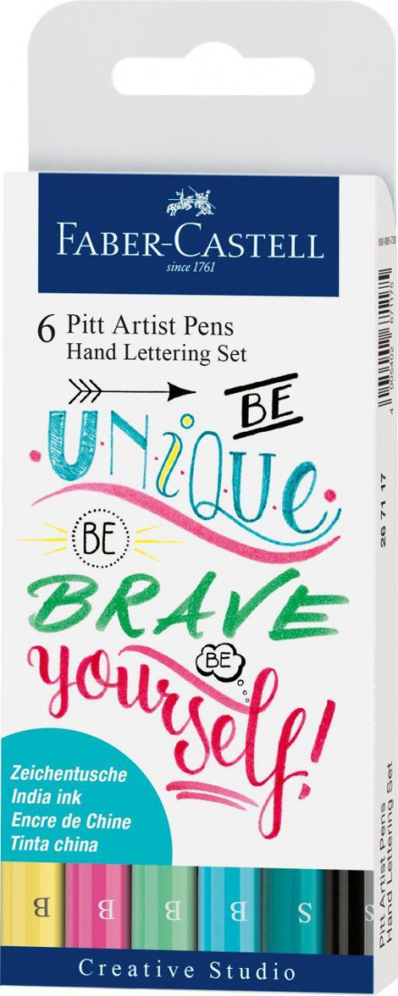 Faber-Castell India Ink 6 Pitt Artist Pens Hand Lettering Set 267116