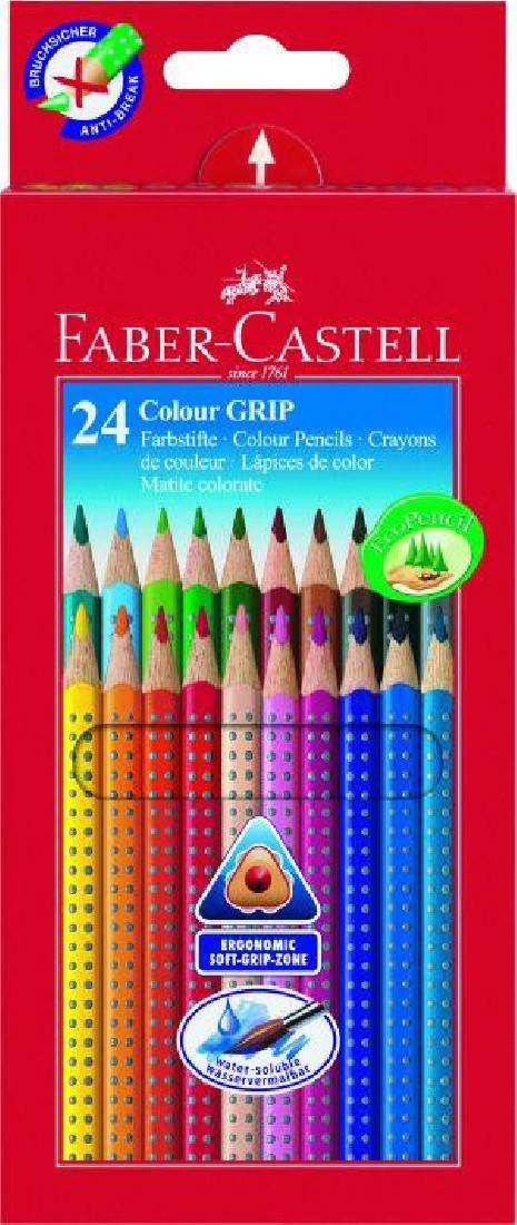Faber Castell Colour Grip colour pencil, cardboard wallet of 24 112424