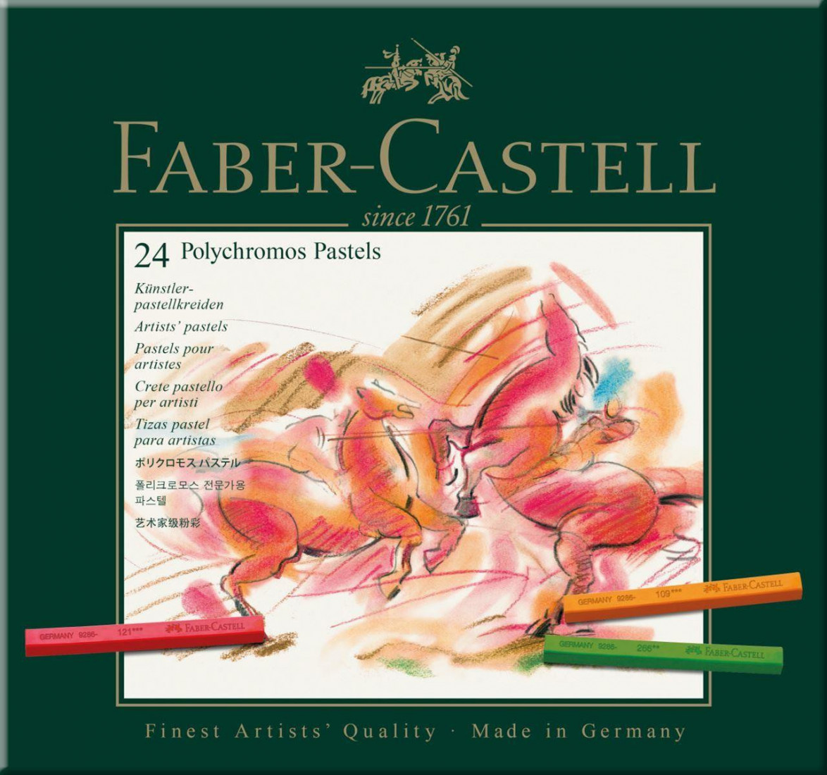 Faber Castell Polychromos pastel, cardboard wallet of 24 128524