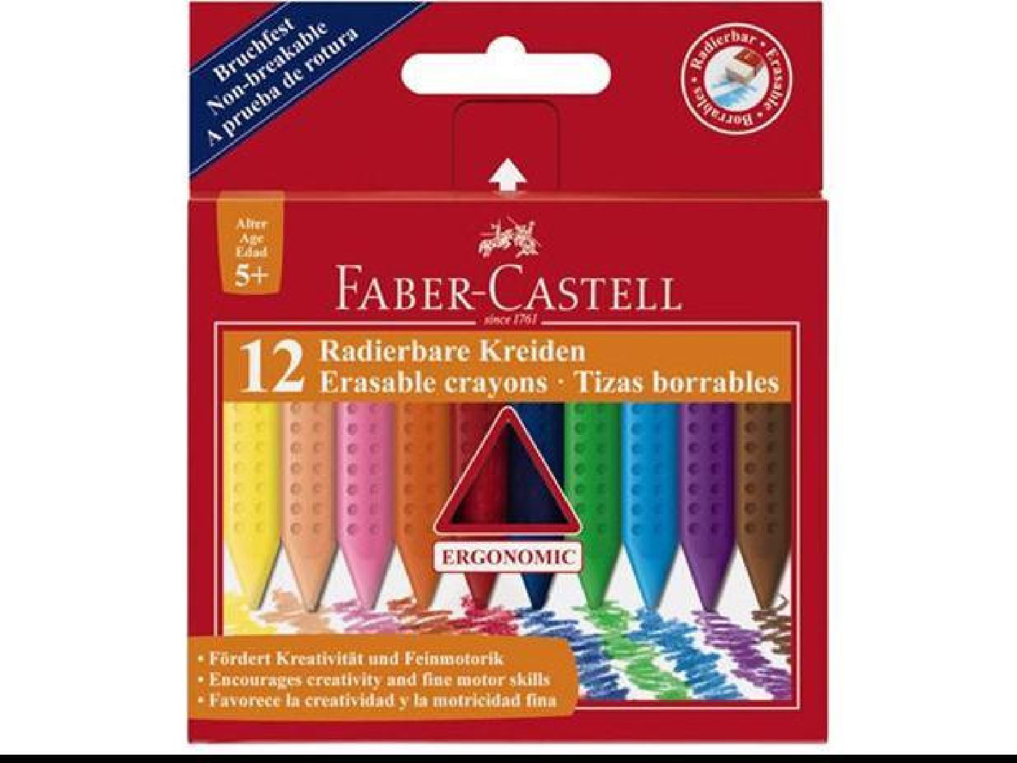 Faber Castell Grip crayon erasable triangular 122520 cardboard wallet of 12