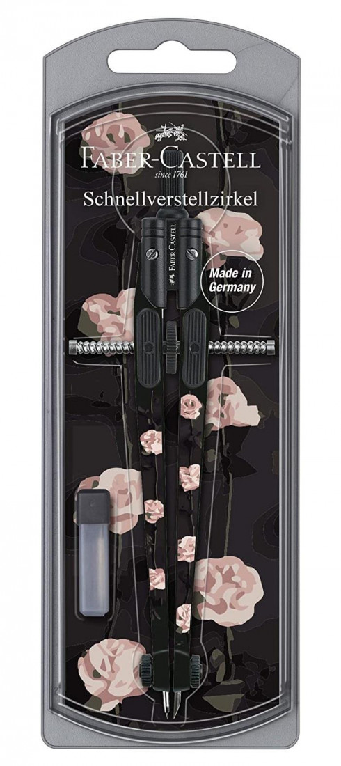 Faber Castell Διαβήτης black design with flowers  (174441)