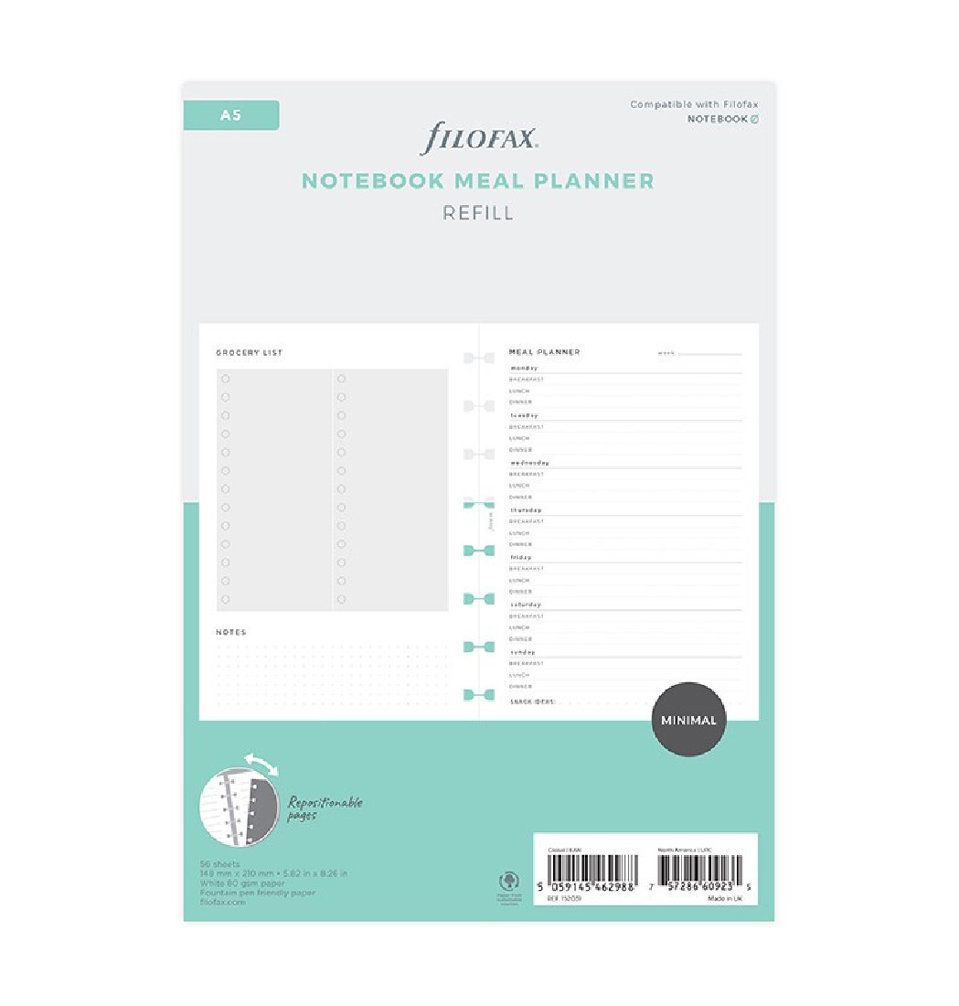 Meal Planner Notebook Refill - A5 FILOFAX FX
