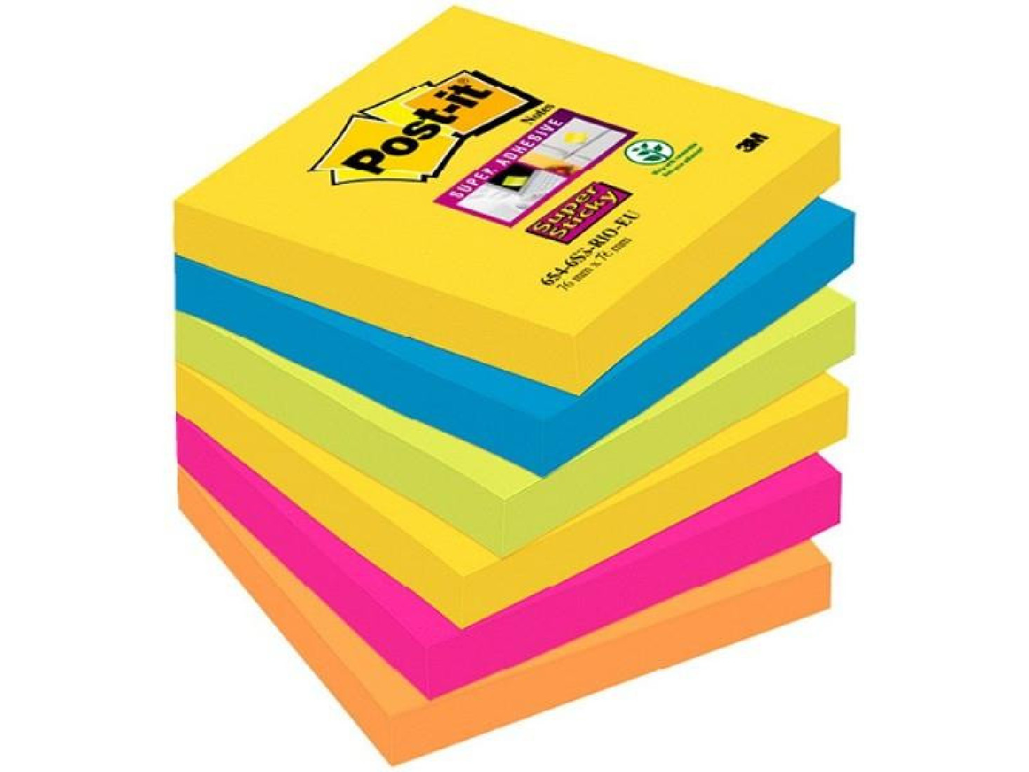 Σετ 6 Μπλοκάκια Σημειώσεων Χρωματιστά  654-6SS-RIO 76Χ76 POST IT 3M