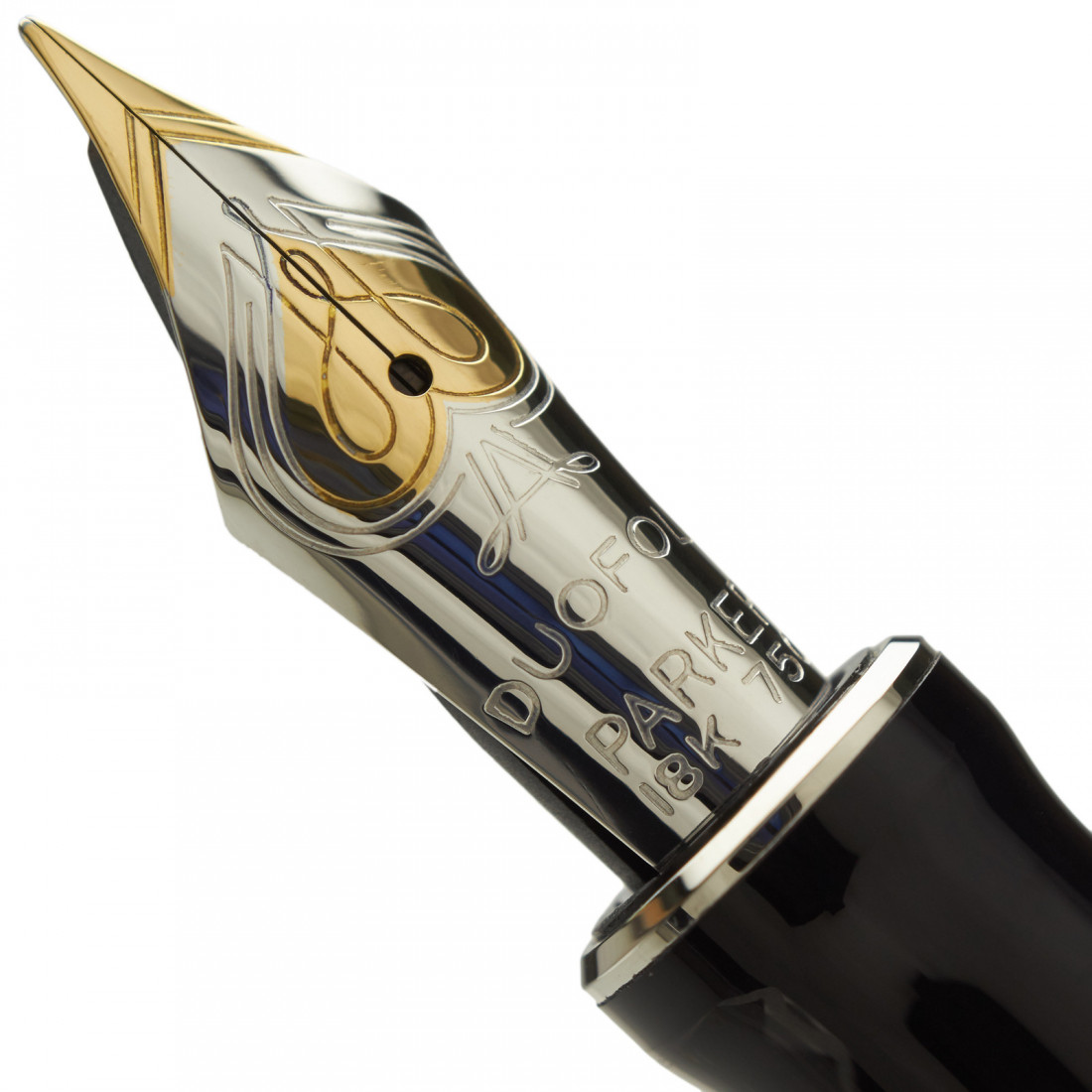 Parker Duofold Centennial Fountain Pen, Classic Black with Gold Trim, Solid Gold Nib, Black Ink and Converter (1931381)