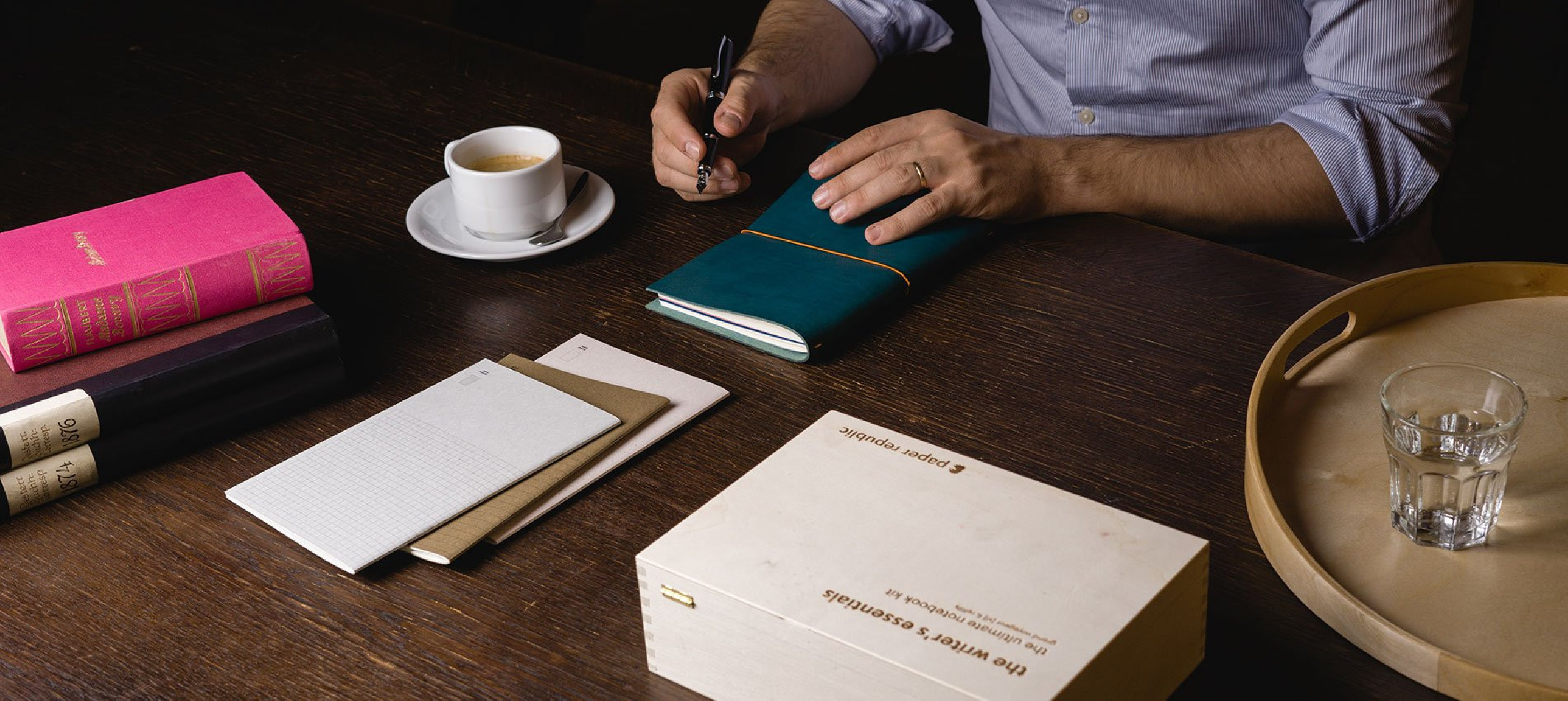 Paper Republic the writers essentials [xl] | cognac leather journal kit