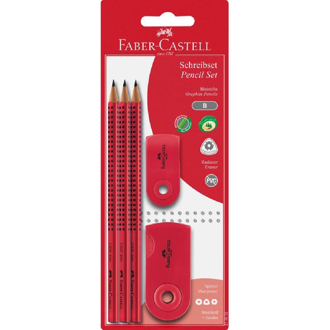 Faber Castell Sleeve set (pencils-eraser*sharpener) 217072large red