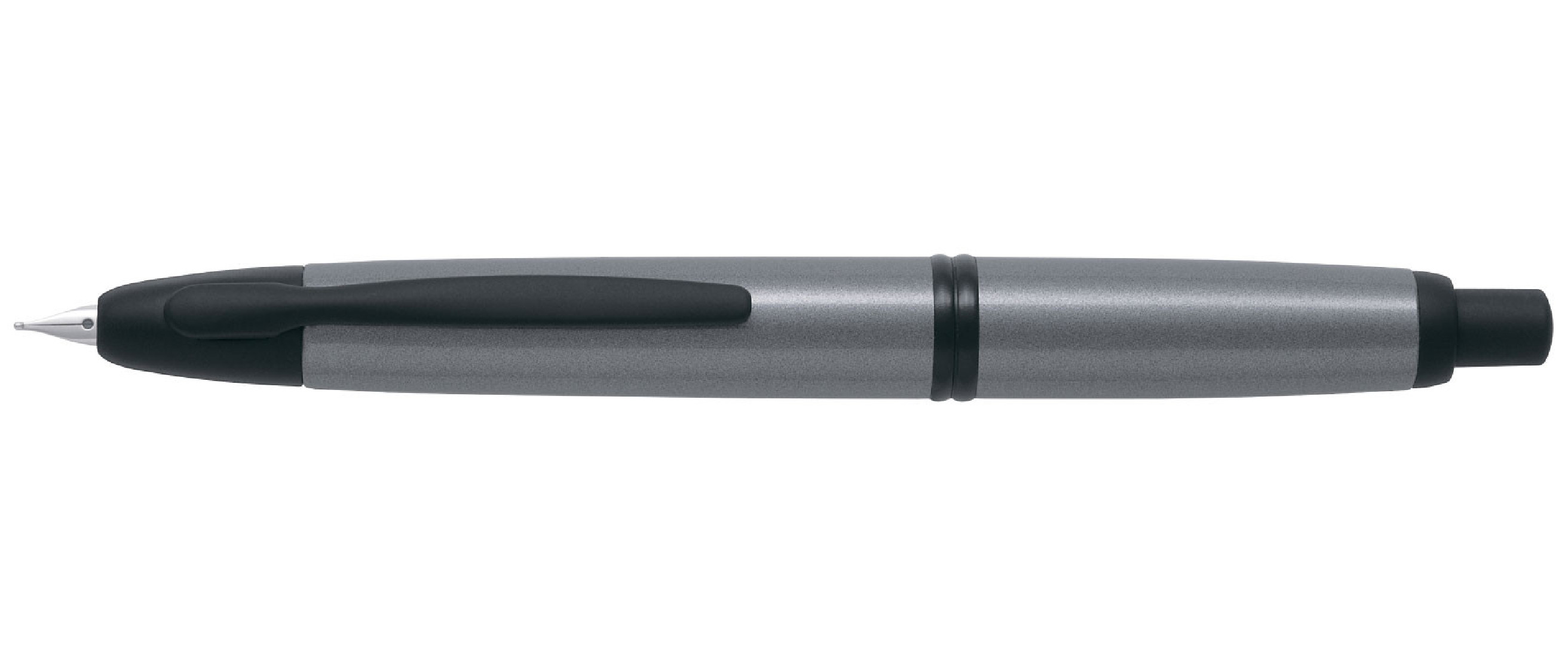 Pilot Capless (Vanishing point), Metallic - Black Matte Trim - Grey - Medium Nib Fountain Pen Pil