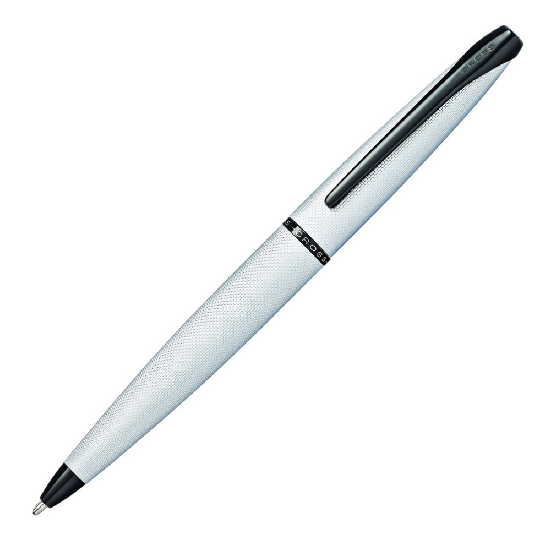 Cross ATX Brushed Chrome Ballpoint Pen With Polished Black PVD appointments 882-43