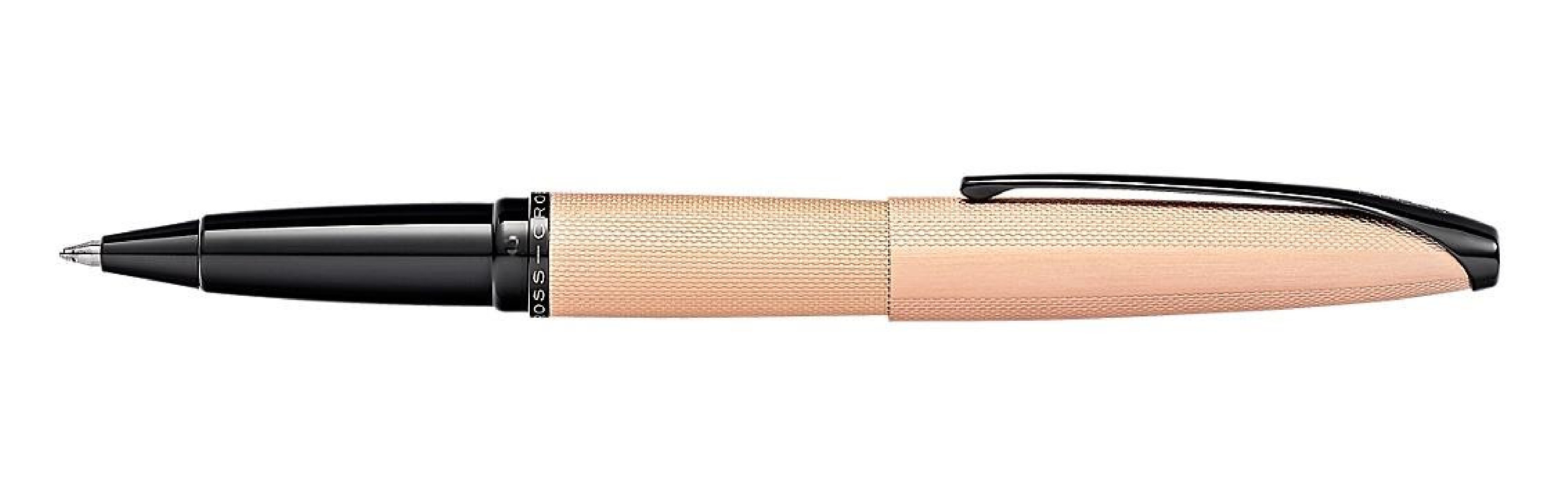 Cross ATX Brushed Rose Gold Rollerball With Polished Black PVD appointments 885-42