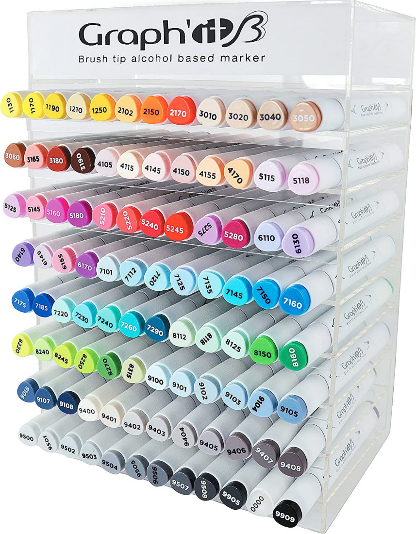 Graph it twin tip alcohol based markers with storage display, 96 box set