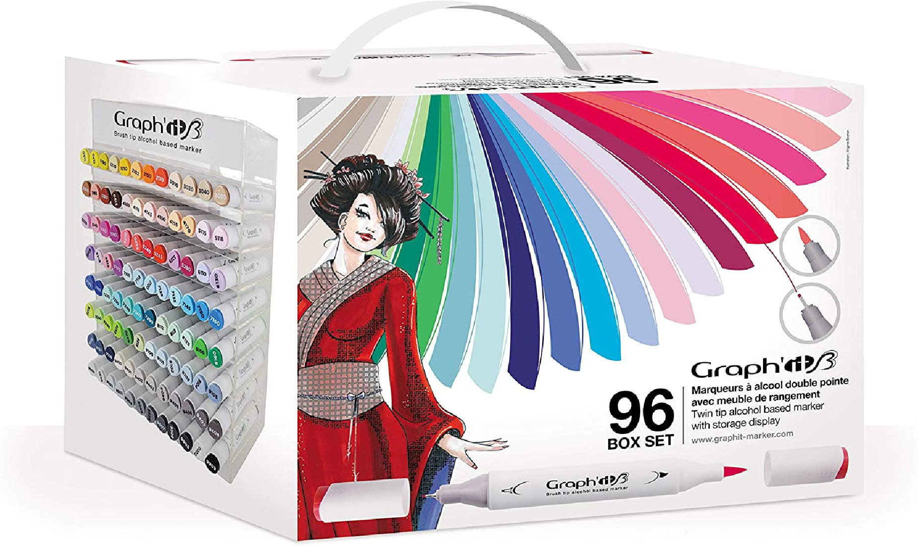 Graph it twin tip alcohol based markers with storage display, 96 box set