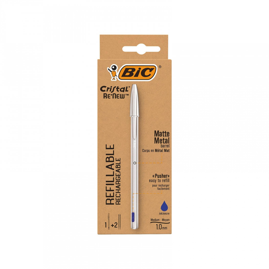 Στυλό +2 Ανταλλακτικά 1.0mm Cristal Metal Bic
