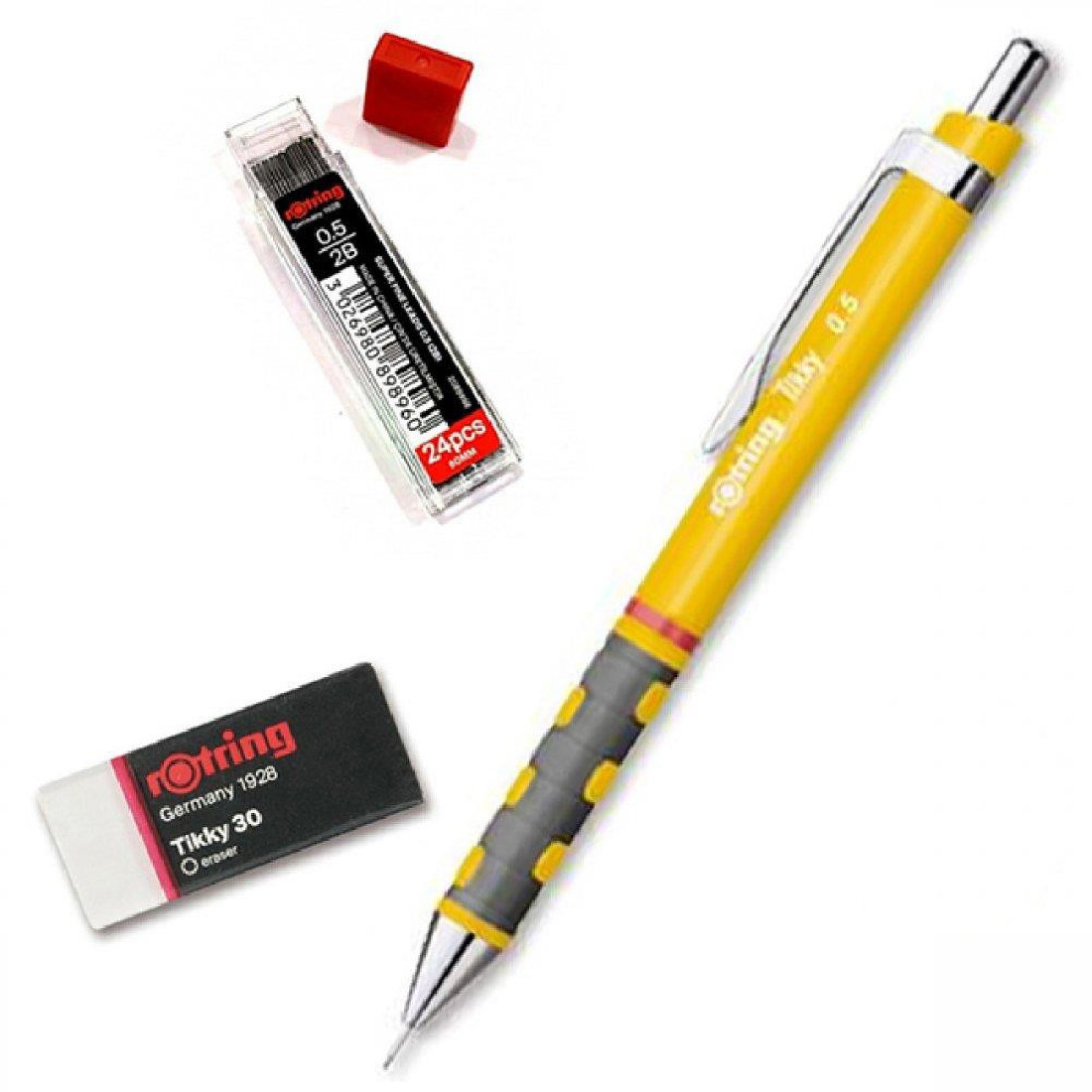 Rotring  tikky mechanical pencil yellow 0,5mm (free leads & eraser)