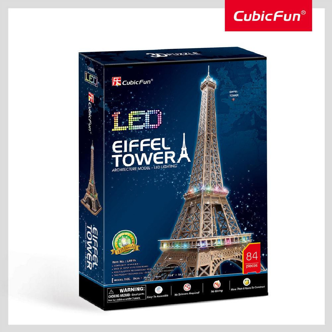 3D Puzzle 84 τμχ. Eiffel Tower with LED L091h CubicFun