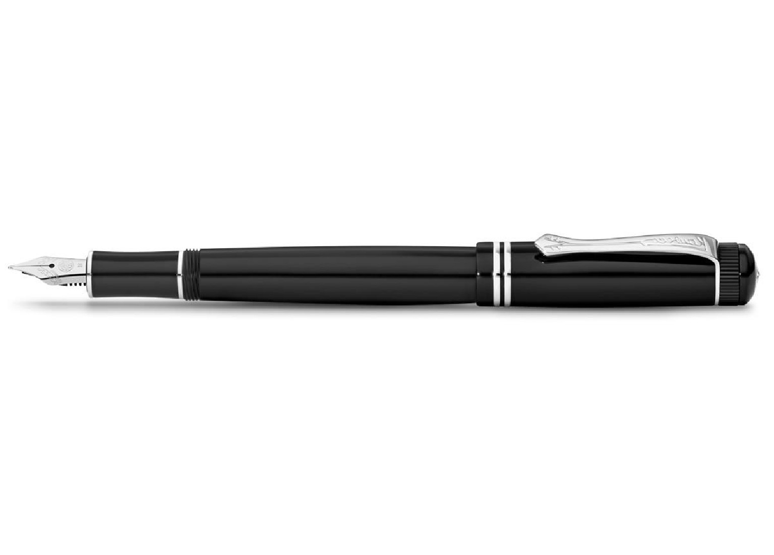 Kaweco Dia2 Fountain Pen Black - Chrome Accents (plus converter & a free pack Kaweco black cartridges)