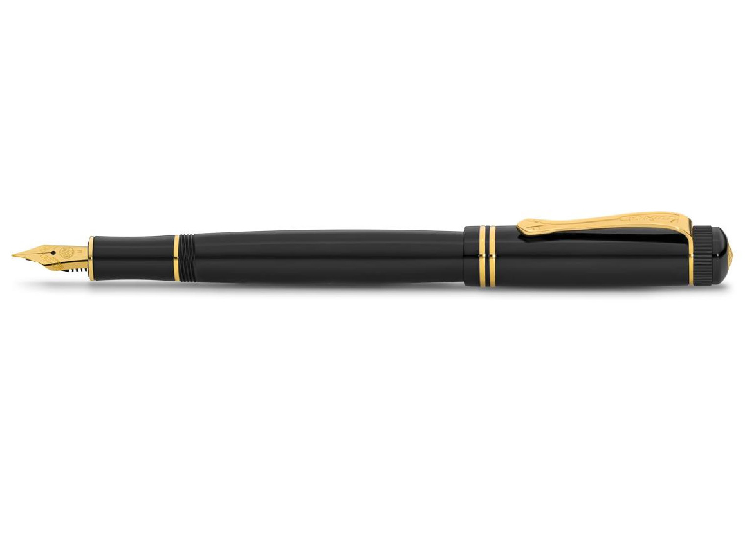Kaweco Dia2 Fountain Pen Black - Gold Accents (with converter & a free black Kaweco 30ml ink)