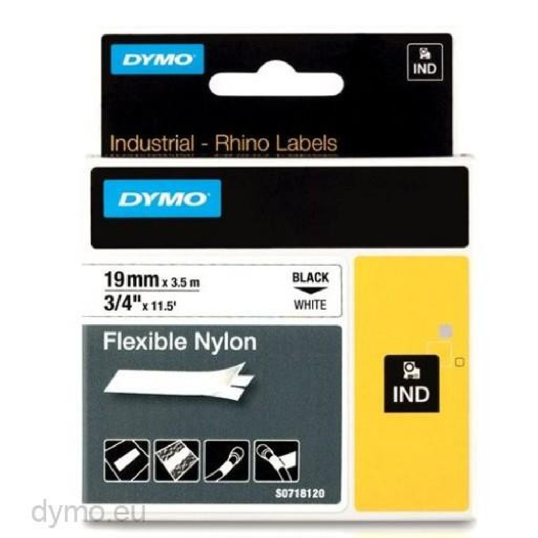 DYMO RHINO D18489 19MM X 3.5Μ FLEXIBLE NYLON WHITE