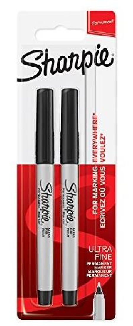 SHARPIE MARKERS 2PIECES BLISTER BLACK ULTRA FINE