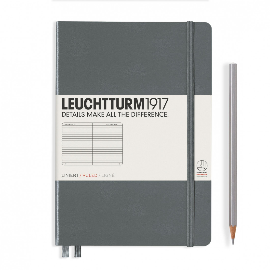 Leuchtturm 1917 Notebook A5 Anthracite Ruled Hard Cover
