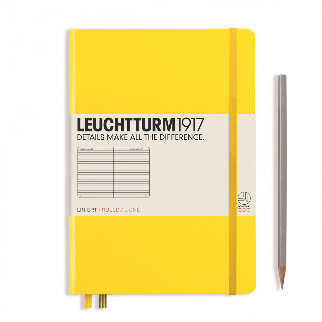 Leuchtturm 1917 Notebook A5 Lemon Ruled Hard Cover