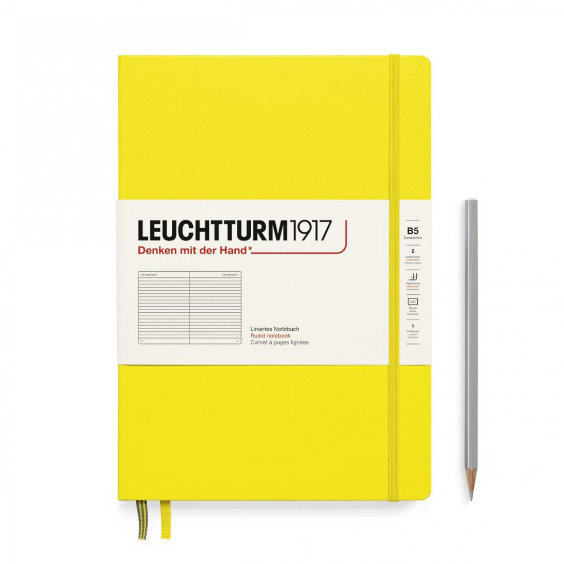Leuchtturm 1917 Notebook B5 Lemon Ruled Hard Cover