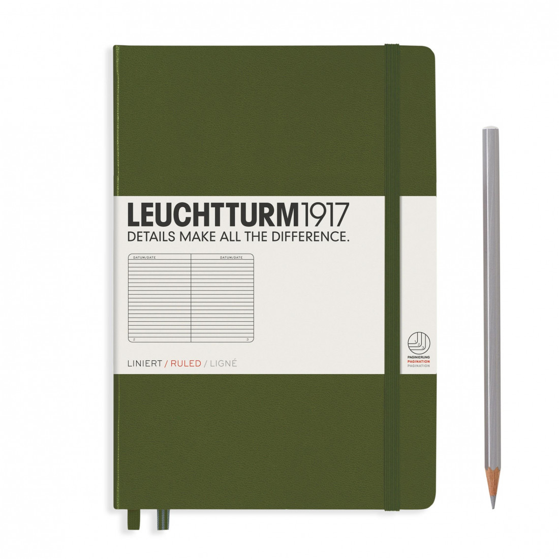 Leuchtturm 1917 Notebook A5 Army Ruled Hard Cover