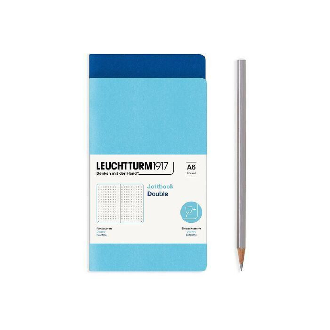 Leuchtturm 1917 Jottbook Double A6 Ice and Royal Blue Dotted