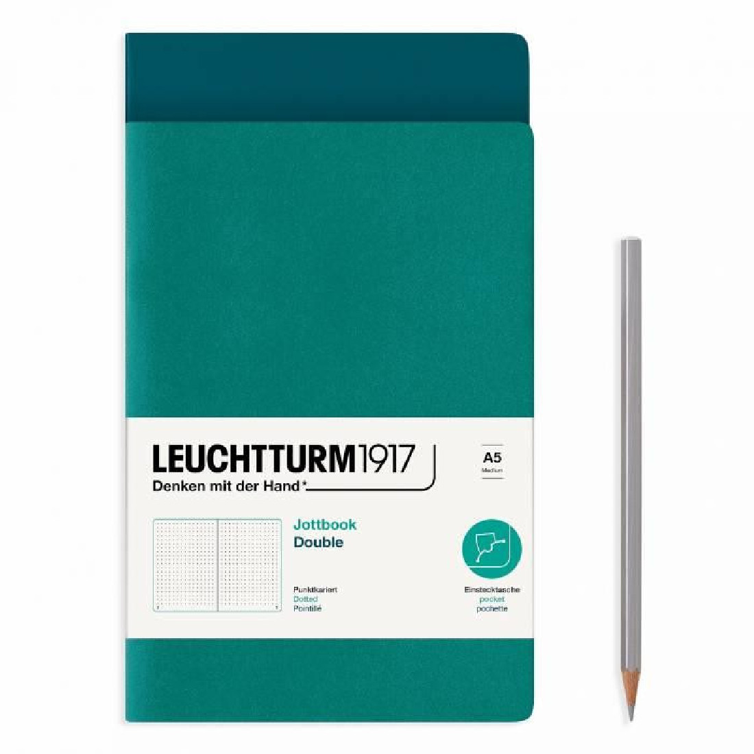 Leuchtturm 1917 Jottbook Double A5 Emerald and Pacific Green Dotted